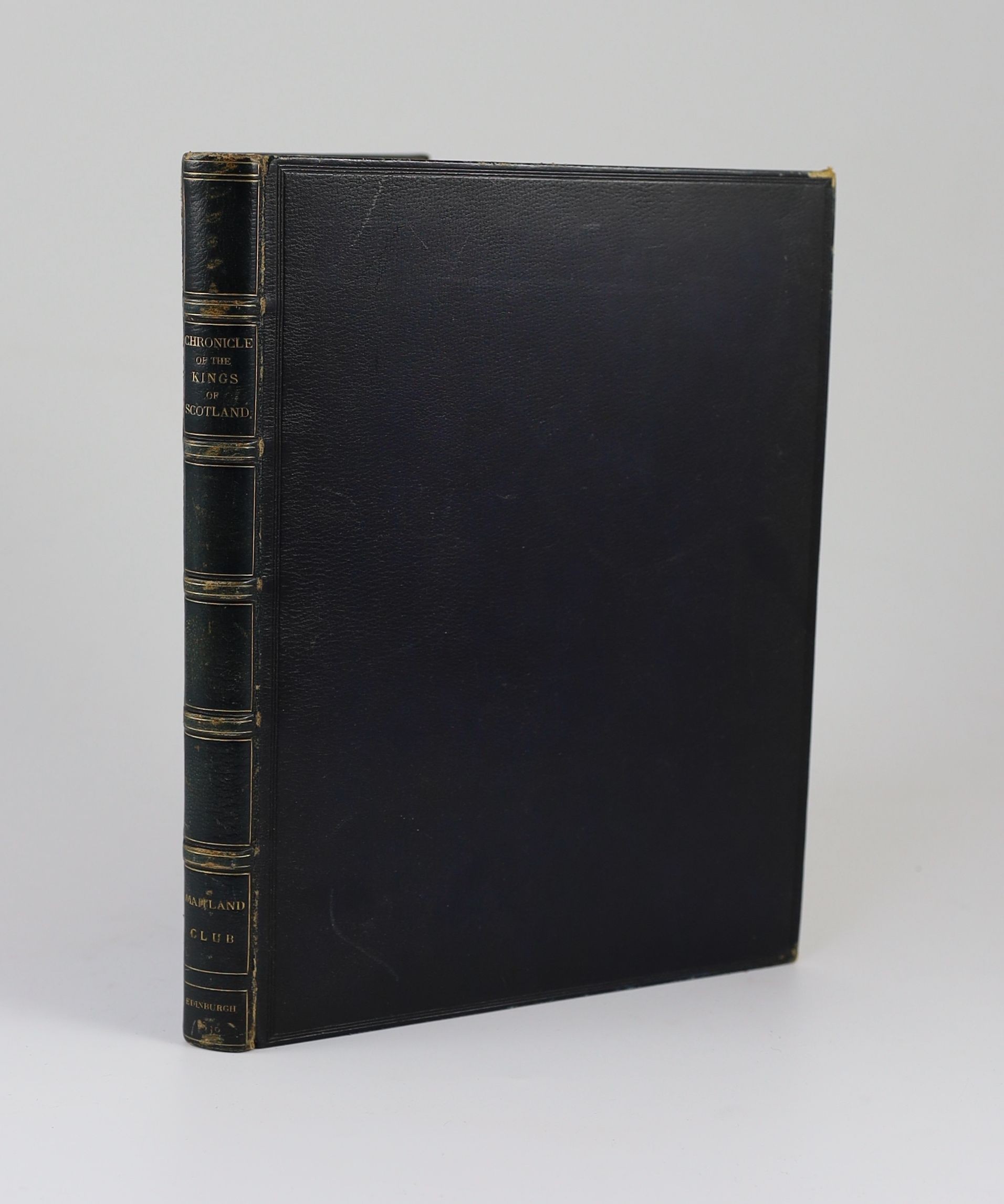 (Scotland) - A Chronicle of the Kings of Scotland,from Fergus the First, to James the Sixth.... engraved title device; later gilt and blind ruled black morocco, gilt panelled spine, gilt ruled turn ins and maroon leather